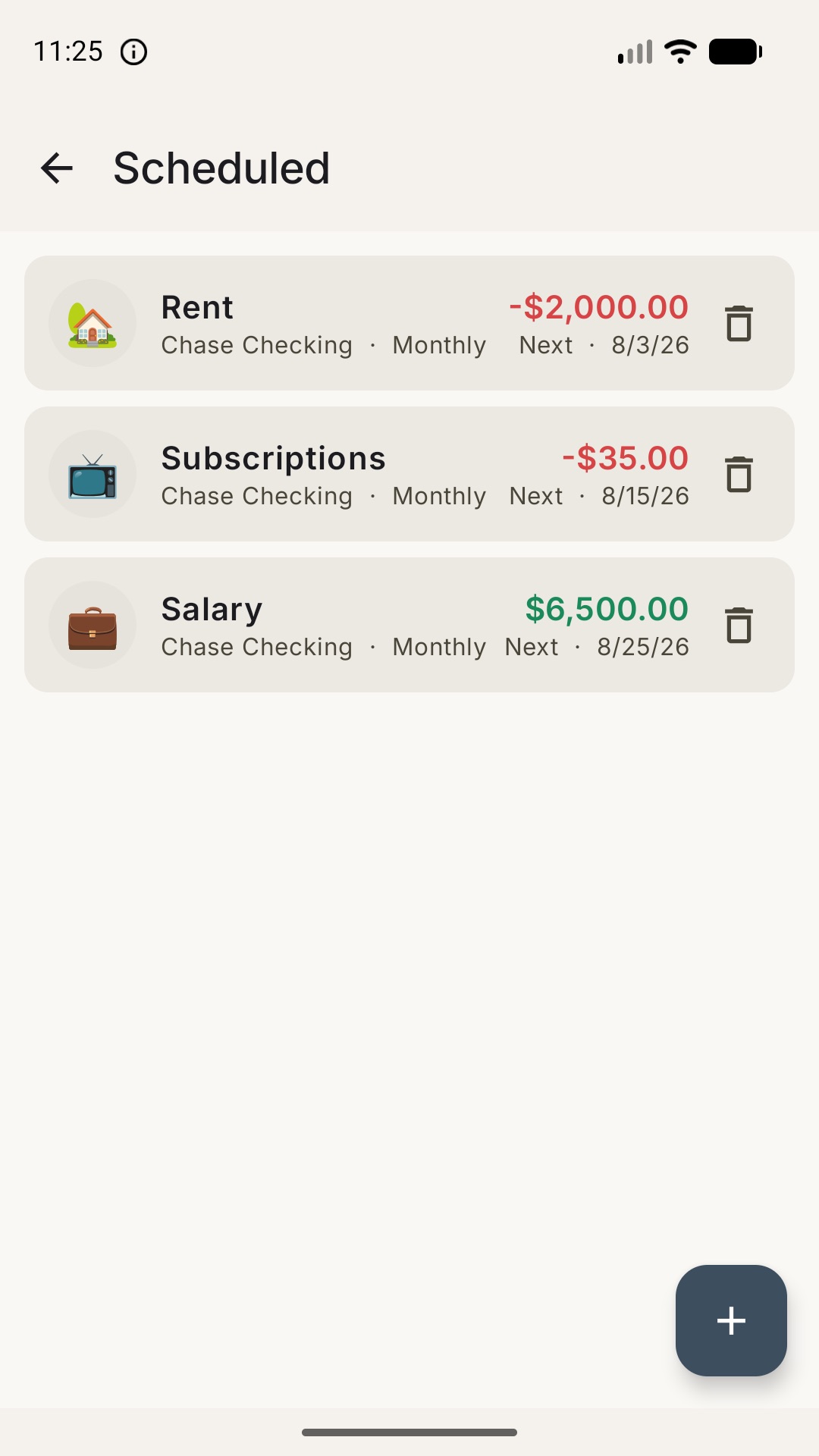 Scheduled transactions with working-day adjustment